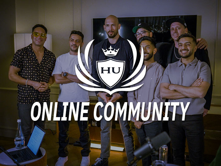 andrew tate taking picture with hustlers university students in person