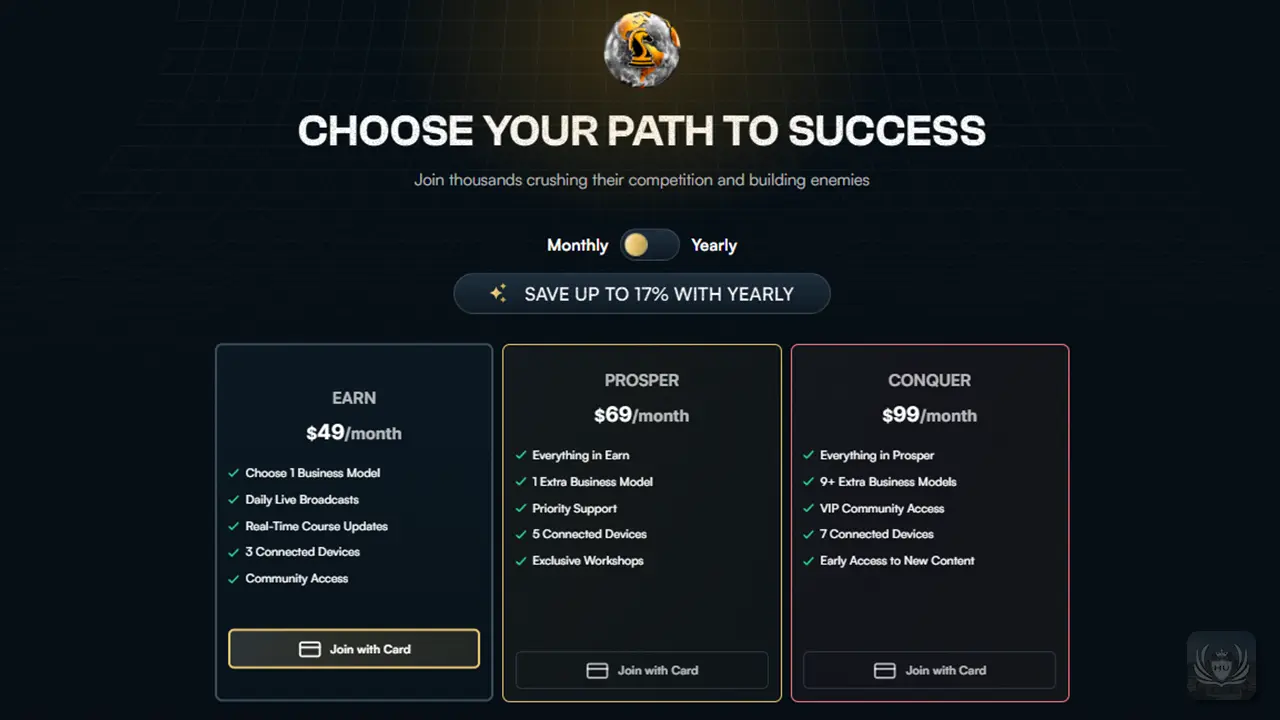 screenshot of hustlers university checkout page new