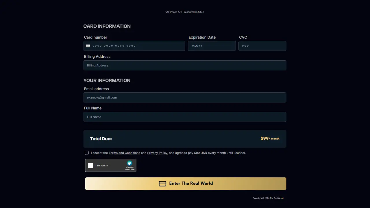 screenshot of hustlers university payment form